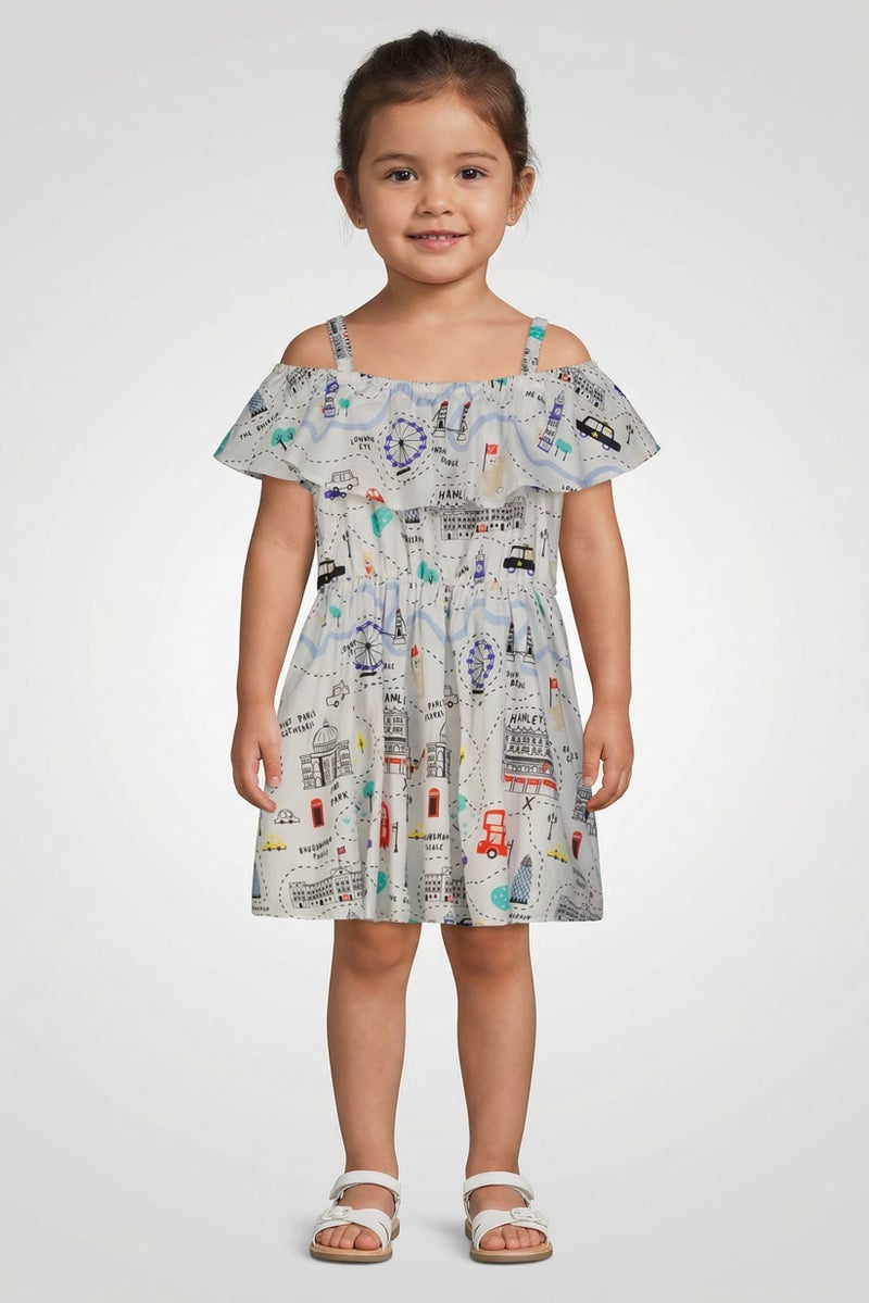 Hamleys Toddlers Girl Graphic Print Dress, Multicolor - Image 1