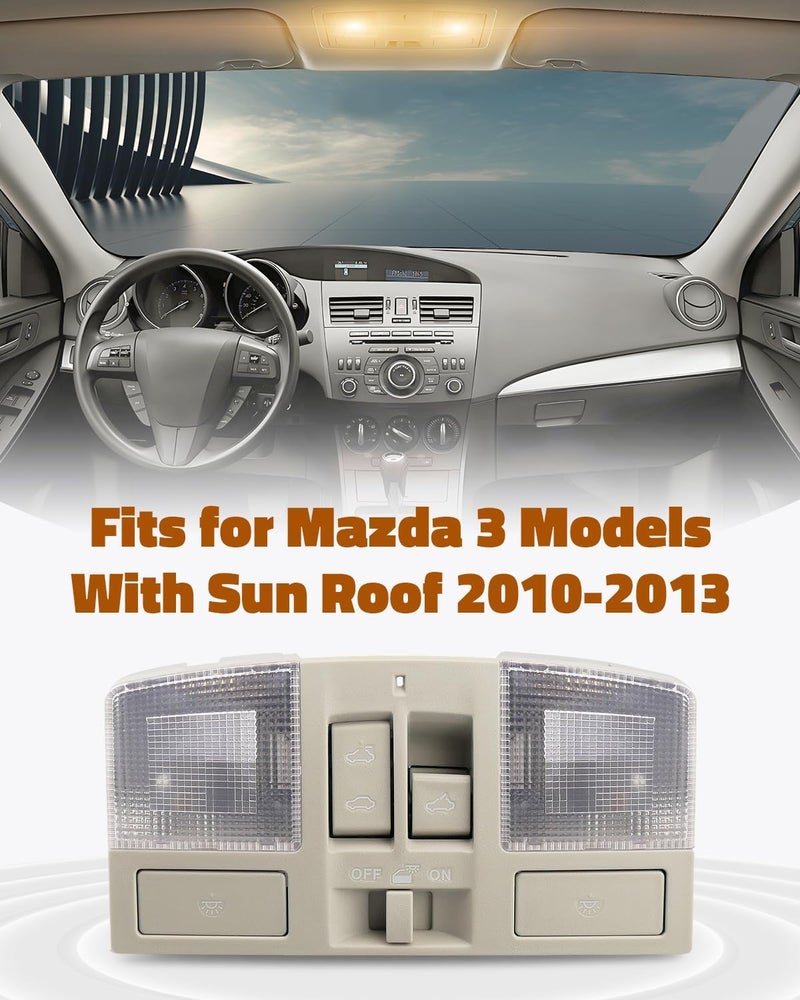 JUWEVAZU Overhead Console Dome Light Sun Roof Switch for Mazda 3 (2010-2013) - Image 2