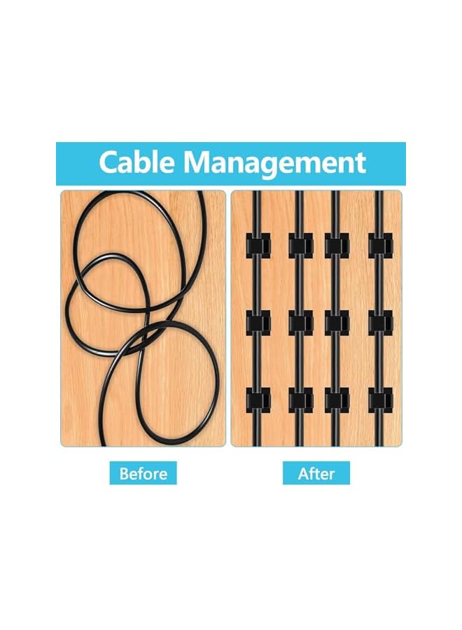 Green Tiger 100PCS Adhesive Cable Clips, Wire Organizer Cord Management, Cable Staples Outdoor Strong Cord Clips for Wall, Desk, Christmas Lights, String Lights, TV PC Ethernet Cable, Black Small - Image 5