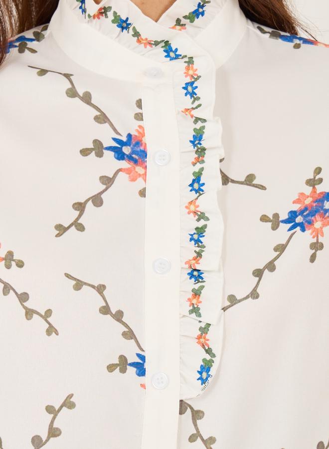 تايك تو قميص بأزرار وياقة عالية بطبعة شاملة - Image 3