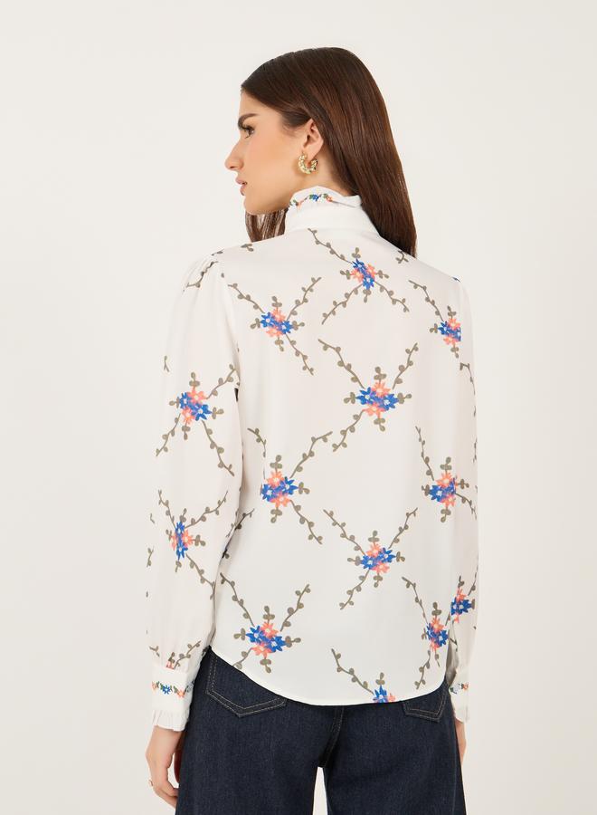 Take Two All-Over Print High Neck Buttoned Shirt - Image 4