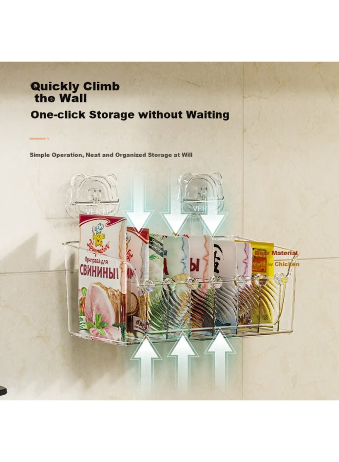 Muya Suction Cup Seasoning Compartment Storage Box, Large Capacity Bottle And Jar Organizer, No Drilling Required, Wall-Mounted Multifunctional Storage Container - Image 3