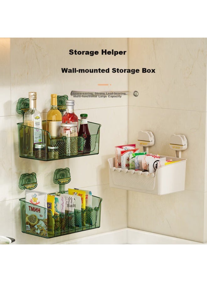 Muya Suction Cup Seasoning Compartment Storage Box, Large Capacity Bottle And Jar Organizer, No Drilling Required, Wall-Mounted Multifunctional Storage Container - Image 1