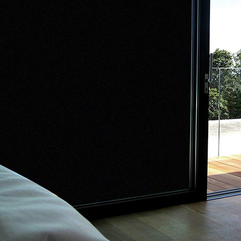 WPCTEV Static Cling Total Blackout Privacy Window Film Cover 100% Light Blocking No Glue Black Window Tint for Home Room Darkening Easy Removal 17.7 Inch x 6.5 Feet - Image 2