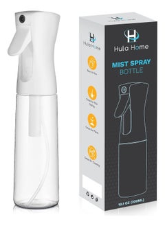 Hula Home Hula Home Continuous Spray Bottle for Hair (10.1oz/300ml) Mist Empty Ultra Fine Plastic Water Sprayer – For Hairstyling, Cleaning, Salons, Plants, Essential Oil Scents & More - White  - Image 2