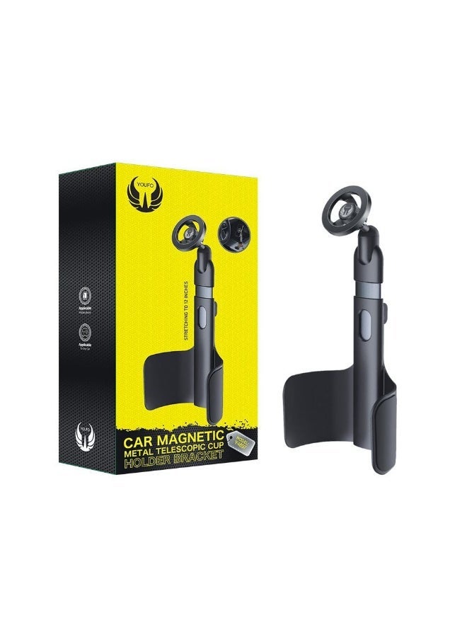 YOUFO Y4897 2-in-1 Magnetic Phone Holder – Car Cup Holder Base, Telescopic Metal Design, MagSafe Ready, Stretches up to 12 Inches. - Image 3