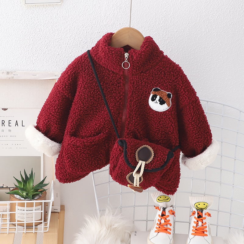 Boys' Winter Clothing Fleece-Lined Coat 2023 New Western Style Baby Boys' Fleece-Lined Thickened Cartoon Granular Fleece Coat Fashionable - Image 3