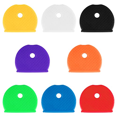 Uniclife Key Cap Rings, 50 Pack, 8 Assorted Colors Key Identifier Tag Covers - Image 1