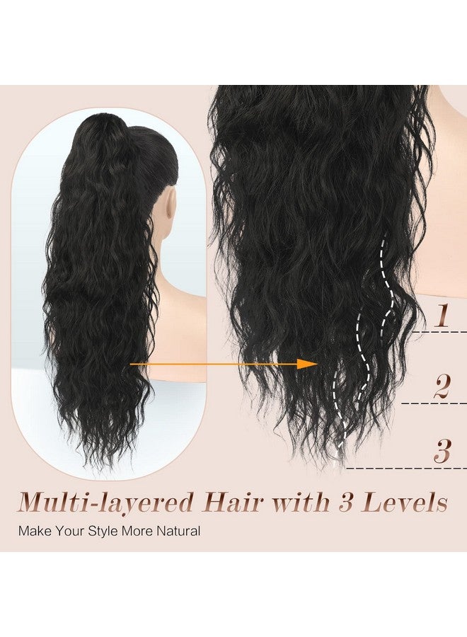 فيشبن وصلات ذيل الحصان الطويلة، 26 بوصة، وصلات شعر ذيل الحصان المجعدة والمتموجة، وصلات شعر صناعية للنساء، أشقر بلاتيني - Image 2