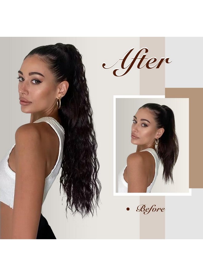 فيشبن وصلات ذيل الحصان الطويلة، 26 بوصة، وصلات شعر ذيل الحصان المجعدة والمتموجة، وصلات شعر صناعية للنساء، أشقر بلاتيني - Image 3