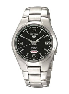 Seiko 5 ساعة أوتوماتيكية بمينا أسود من الفولاذ المقاوم للصدأ للرجال  - Image 1