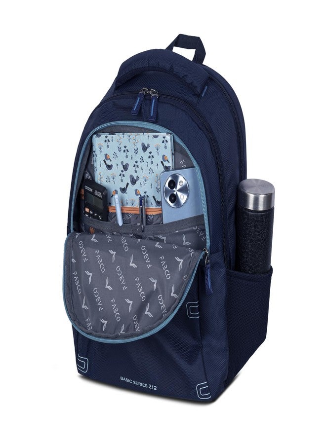 FABCO Series 212 Backpack Bag with 3 Compartments Quick Access Zipper Soft Padded Back Laptop Compartment Organizer Pocket 26 Liter Capacity for Work School College and Travel Light Dark Blue - Image 3