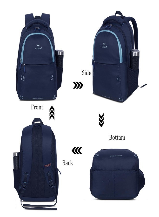 FABCO Series 212 Backpack Bag with 3 Compartments Quick Access Zipper Soft Padded Back Laptop Compartment Organizer Pocket 26 Liter Capacity for Work School College and Travel Light Dark Blue - Image 5