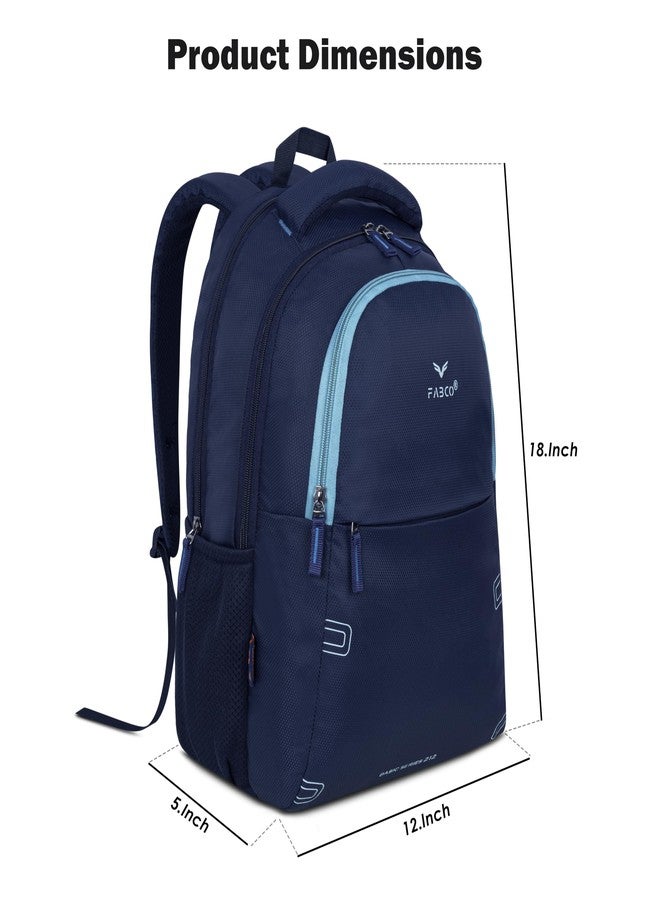 FABCO Series 212 Backpack Bag with 3 Compartments Quick Access Zipper Soft Padded Back Laptop Compartment Organizer Pocket 26 Liter Capacity for Work School College and Travel Light Dark Blue - Image 4
