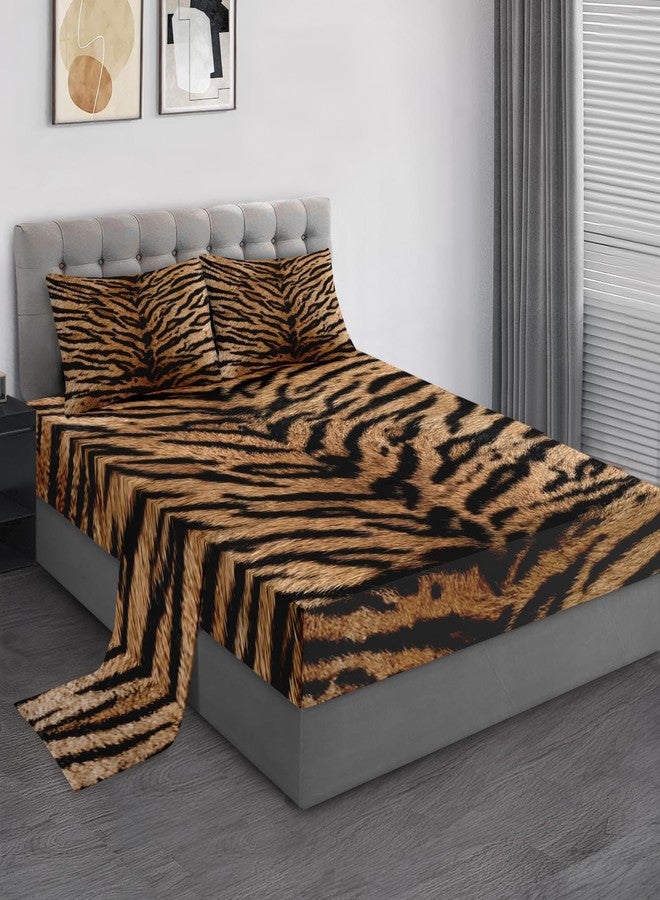 Pamnest Full Size Bed Sheet Sets, Tiger Stripes Soft Microfiber 4 Pcs Bedding Sets for Kids and Adults Bedroom Bed Decor, Vintage Flat, Fitted Sheet and 2 Pillowcases - Image 1