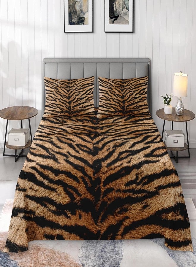 Pamnest Full Size Bed Sheet Sets, Tiger Stripes Soft Microfiber 4 Pcs Bedding Sets for Kids and Adults Bedroom Bed Decor, Vintage Flat, Fitted Sheet and 2 Pillowcases - Image 3