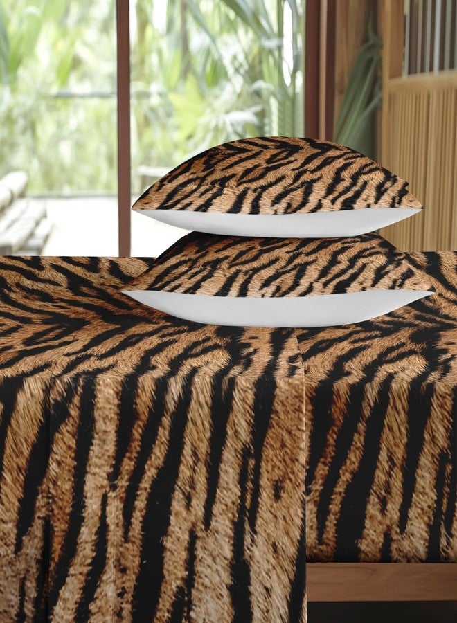 Pamnest Full Size Bed Sheet Sets, Tiger Stripes Soft Microfiber 4 Pcs Bedding Sets for Kids and Adults Bedroom Bed Decor, Vintage Flat, Fitted Sheet and 2 Pillowcases - Image 4