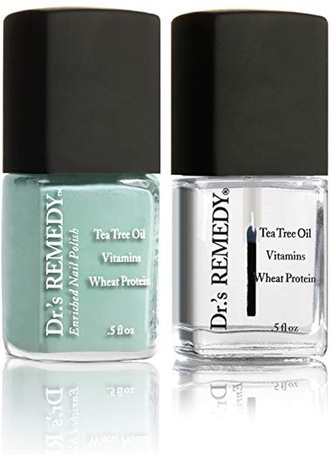 Dr.'s Remedy Enriched Nail Polish, Trusting Turquoise With Base Coat  - Image 1