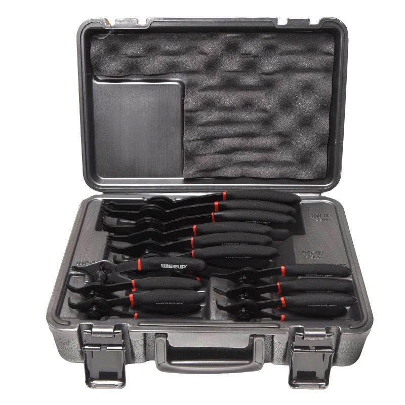 WISEUP 12 Pcs Snap Ring Pliers Set, Heavy Duty Internal/External Circlip Pliers Kit tool, Straight/Bent Jaw Tips with Storage Case for C-Clip Ring Remover - Image 1