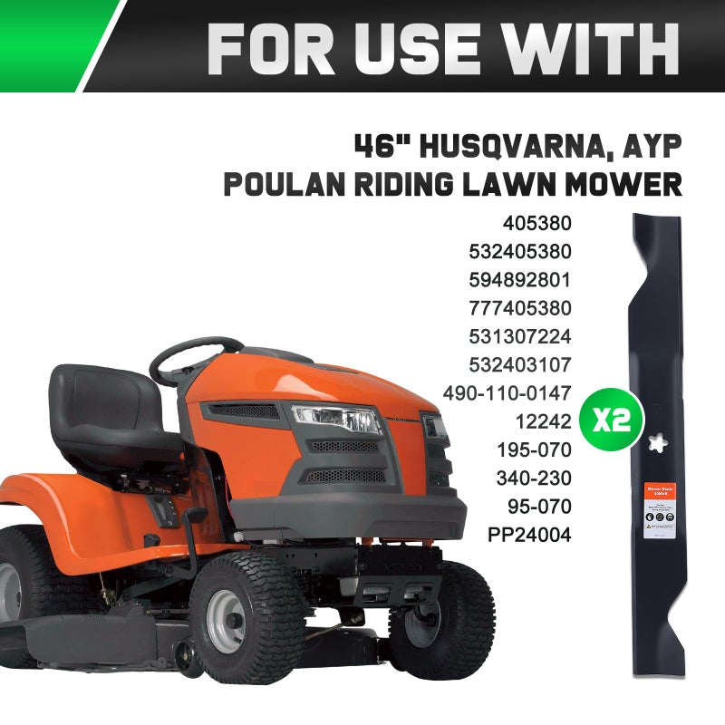 Grasscool YTH22V46 405380 Blades for Husqvarna Z246 YTH20K46 YTH21K46 YTH22K46 YTA22V46 RZ4623 Craftsman 46 inch Zero Turn Riding Mower Replace 405380 532405380 (High Lift) - Image 5
