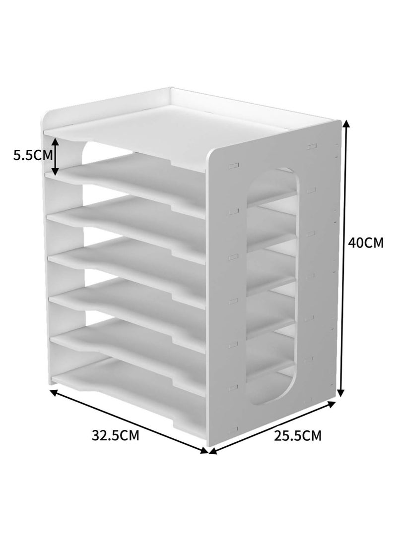 TPGP A4 Document Organizer Tray with 7 Storage Compartments - PVC Desk File Holder for Office, Study, and School Supplies  - Image 2