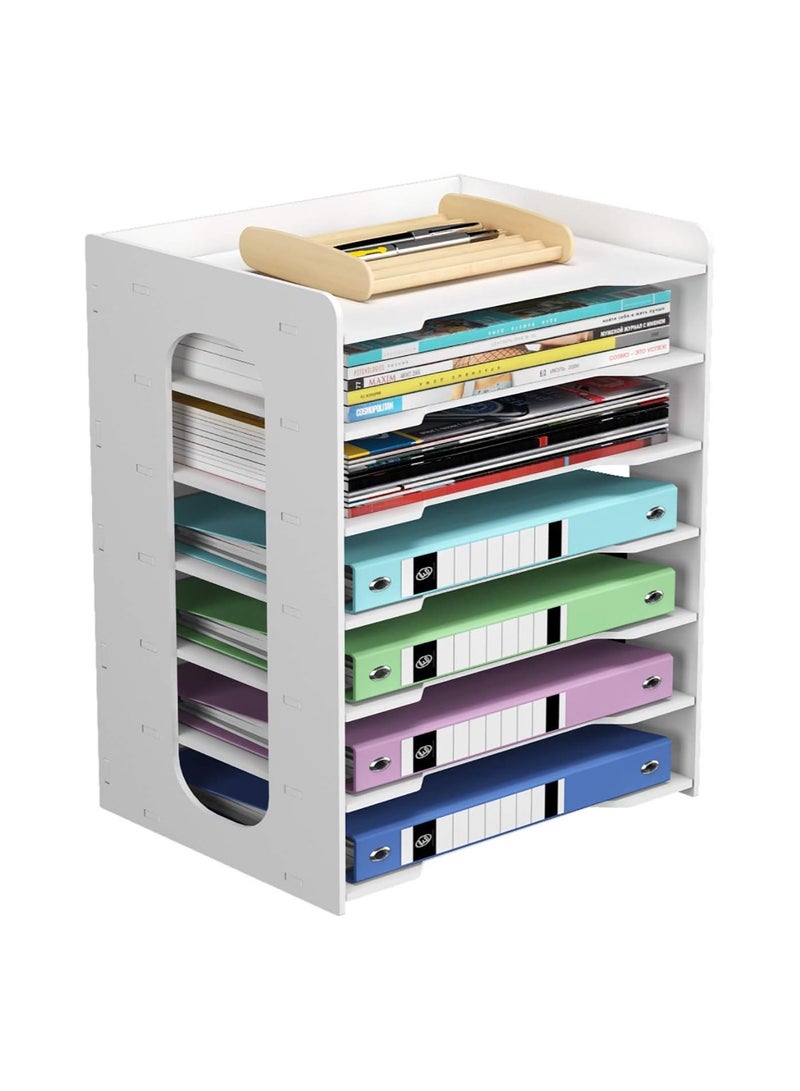 TPGP A4 Document Organizer Tray with 7 Storage Compartments - PVC Desk File Holder for Office, Study, and School Supplies  - Image 3