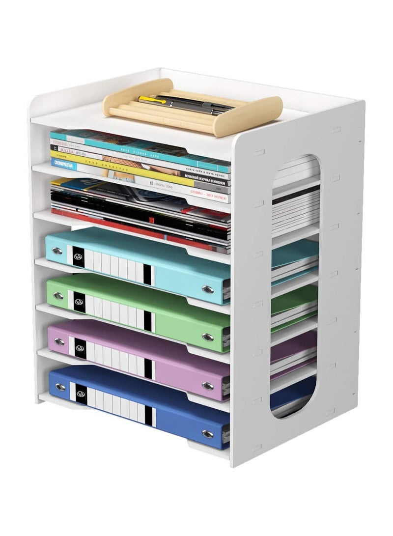 TPGP A4 Document Organizer Tray with 7 Storage Compartments - PVC Desk File Holder for Office, Study, and School Supplies  - Image 4