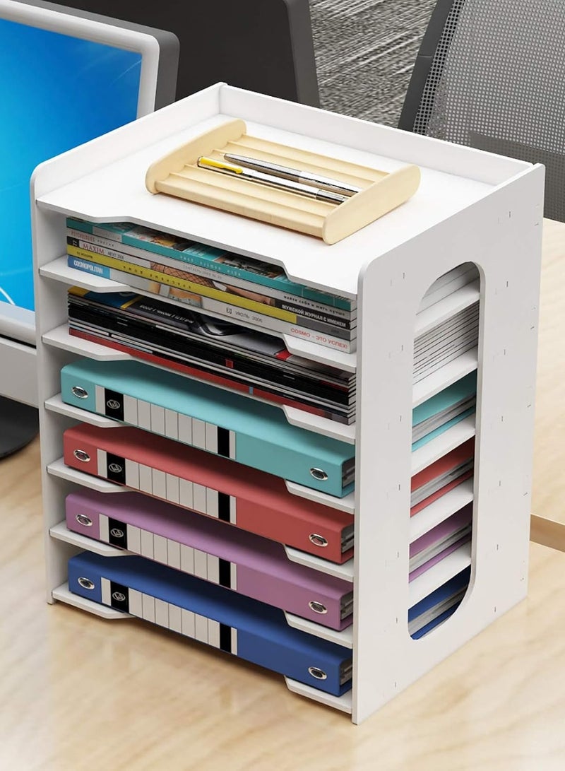 TPGP A4 Document Organizer Tray with 7 Storage Compartments - PVC Desk File Holder for Office, Study, and School Supplies  - Image 5