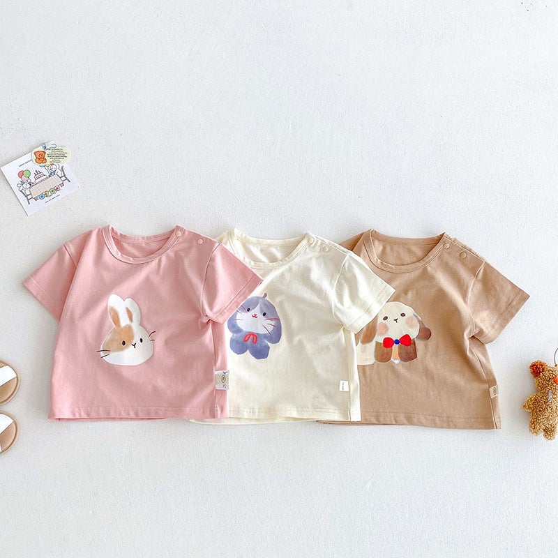 Children'S Cartoon T-Shirt 2025 Boys And Girls Korean Printed Bottoming Shirt Baby Summer Short Sleeve Top - Image 3