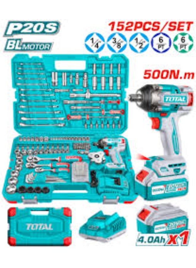 TOTAL 500Nm Impact Drill & Driver Kit – 152 Pieces - Image 1