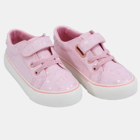 Girls Leather Sneakers – Shiny Pink