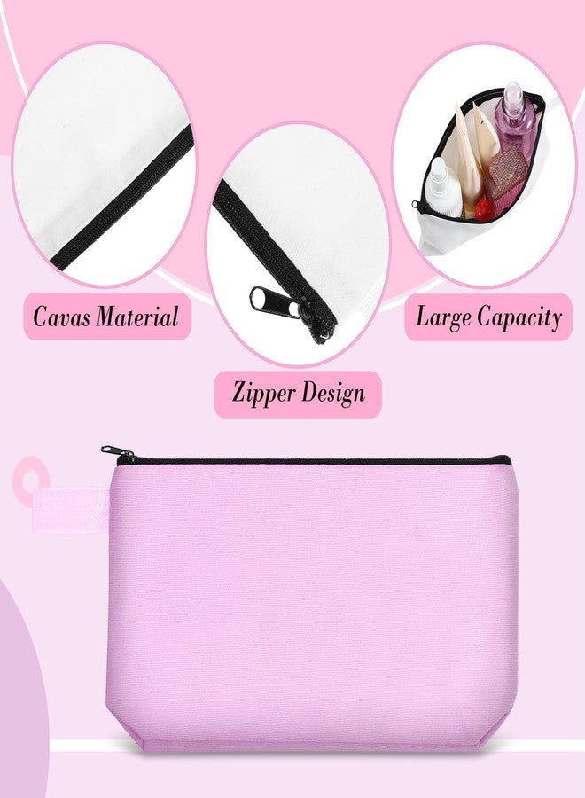 Saintrygo 10 Pieces Canvas Makeup Bags Bulk for Women Travel Cosmetic Organizer Plain Storage Pouch Multi-Purpose Blank Travel Toiletry DIY Craft Bags with Zipper(Bright,9.8 x 5 x 2 Inch) - Image 3