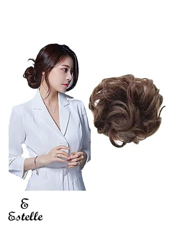 إستيل كعكة شعر فوضوية مع شريط مطاطي مرن وصلات شعر على شكل ذيل حصان أوبدو شينيون دونات على شكل ذيل حصان، شعر صناعي أشعث للنساء (اللون رقم 8) - Image 1