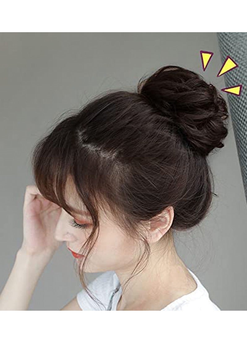 إستيل كعكة شعر فوضوية مع شريط مطاطي مرن وصلات شعر على شكل ذيل حصان أوبدو شينيون دونات على شكل ذيل حصان، شعر صناعي أشعث للنساء (اللون رقم 8) - Image 3