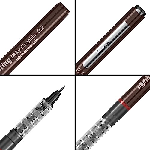 Rotring 12 Tikky Graphic Fineliner Pens Set Professional Drawing Pens Ideal for Precise Sketching Long Life Drawings & Illustration Black Waterproof Ink - Image 3
