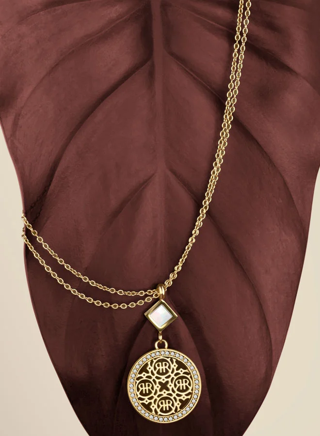 شيروتي 1881 Arabesque Gold Plated Stainless Steel Pendant Necklace for Women