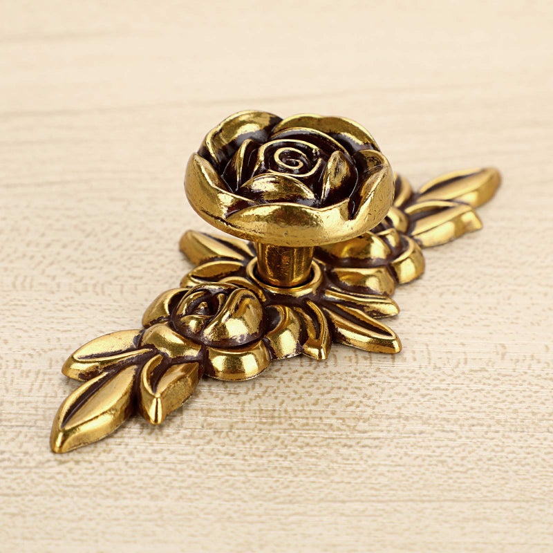 Juxyes Pack Of 5 Euro Rose Decorative Cabinet Knobs With Plate Floral Ivory Drawer Knob Cupboard Door Knobs Ivory White Drawer Pulls Cabinet Handle Knobs For Dresser Cabinet - Image 5