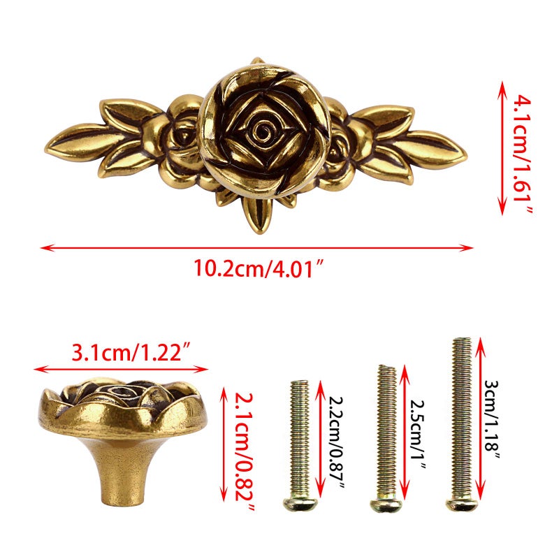 Juxyes Pack Of 5 Euro Rose Decorative Cabinet Knobs With Plate Floral Ivory Drawer Knob Cupboard Door Knobs Ivory White Drawer Pulls Cabinet Handle Knobs For Dresser Cabinet - Image 2