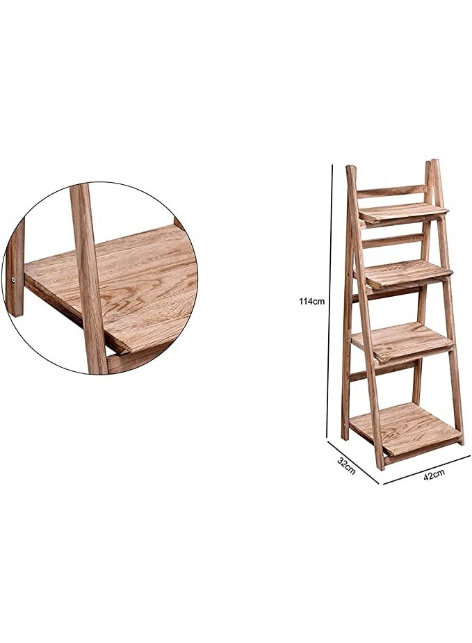 HOME TASTE 3-Tier Solid Wood Ladder Shelf – Natural Foldable Stand for Flowers, Books, Towels & Multipurpose Storage - Image 3