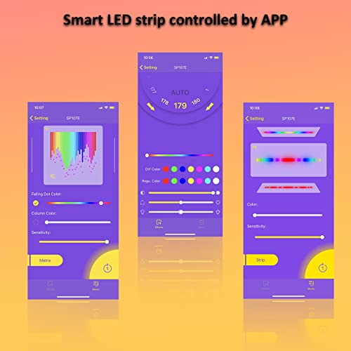 RECRE-TECH SP107e LED Controller, Music-Sync RGB Pixel Controller for WS2812b/Ws2811/SK6812 LED Strips & Screen Lighting, APP-Controlled Smart System with Real-Time Audio Effects - Image 4