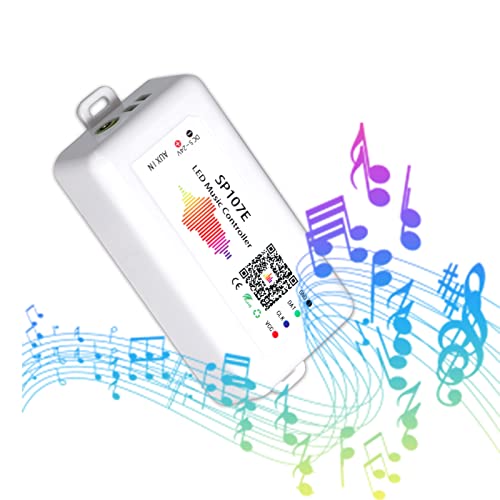RECRE-TECH SP107e LED Controller, Music-Sync RGB Pixel Controller for WS2812b/Ws2811/SK6812 LED Strips & Screen Lighting, APP-Controlled Smart System with Real-Time Audio Effects - Image 1