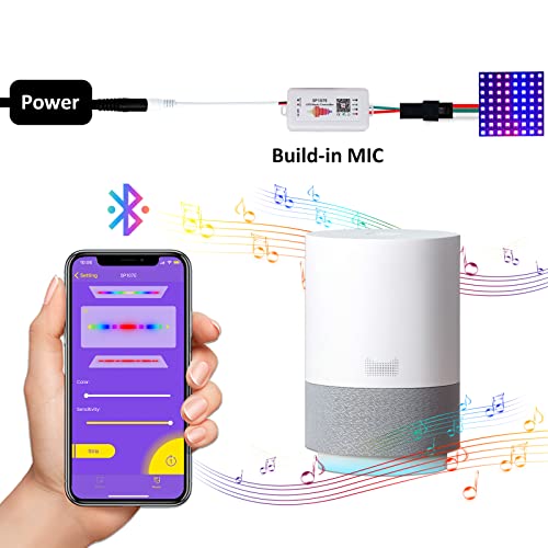 RECRE-TECH SP107e LED Controller, Music-Sync RGB Pixel Controller for WS2812b/Ws2811/SK6812 LED Strips & Screen Lighting, APP-Controlled Smart System with Real-Time Audio Effects - Image 3