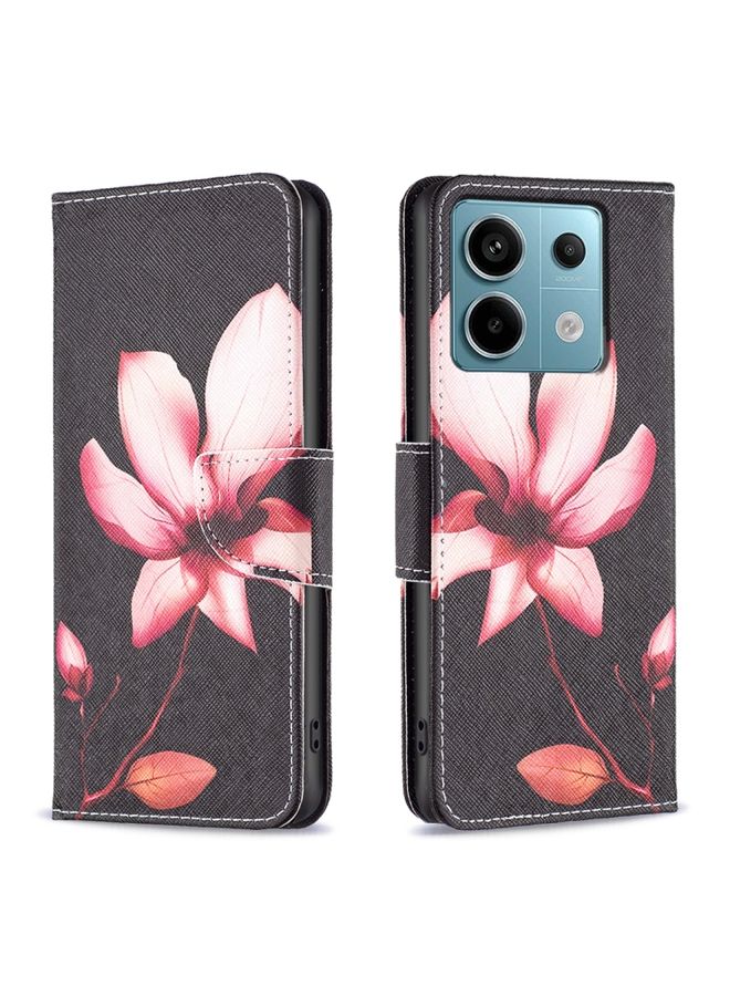 HuHa Case Cover For Xiaomi Redmi Note 13 Pro 5G Colored Drawing Pattern Leather Phone Case Lotus 