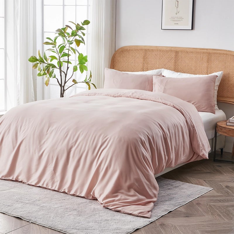 SIJO AiryWeight Tencel Duvet Cover 100 Lyocell Derived from Eucalyptus Buttery Soft Best Cooling Sheets by Architectural Digest Blush KingCal King 106x90