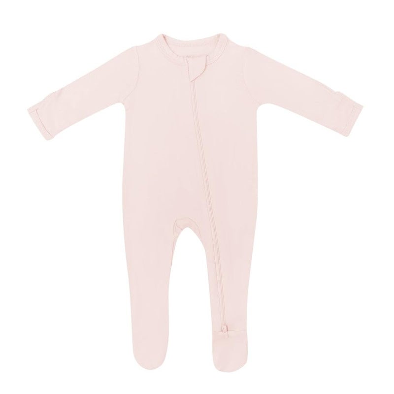 KYTE BABY Unisex Zipper Closure Footies, Rayon Made From Bamboo (0-3 Months, Blush) - Image 1