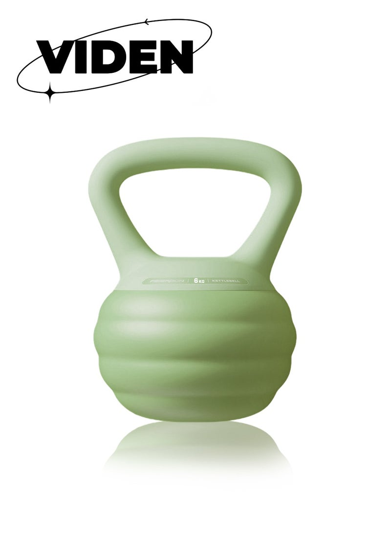 Viden 6kg Kettlebell PVC Soft Shell Kettlebell Body Shaping Strength Training Safety and Injury Prevention Suitable for Home Office Gym Non-Slip Grip Avocado Green - Image 1