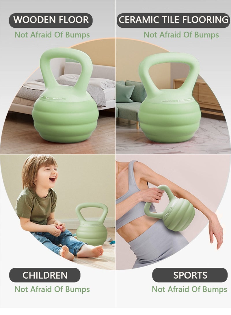 Viden 6kg Kettlebell PVC Soft Shell Kettlebell Body Shaping Strength Training Safety and Injury Prevention Suitable for Home Office Gym Non-Slip Grip Avocado Green - Image 3