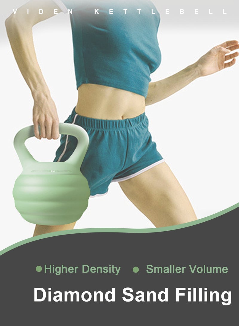 Viden 6kg Kettlebell PVC Soft Shell Kettlebell Body Shaping Strength Training Safety and Injury Prevention Suitable for Home Office Gym Non-Slip Grip Avocado Green - Image 5