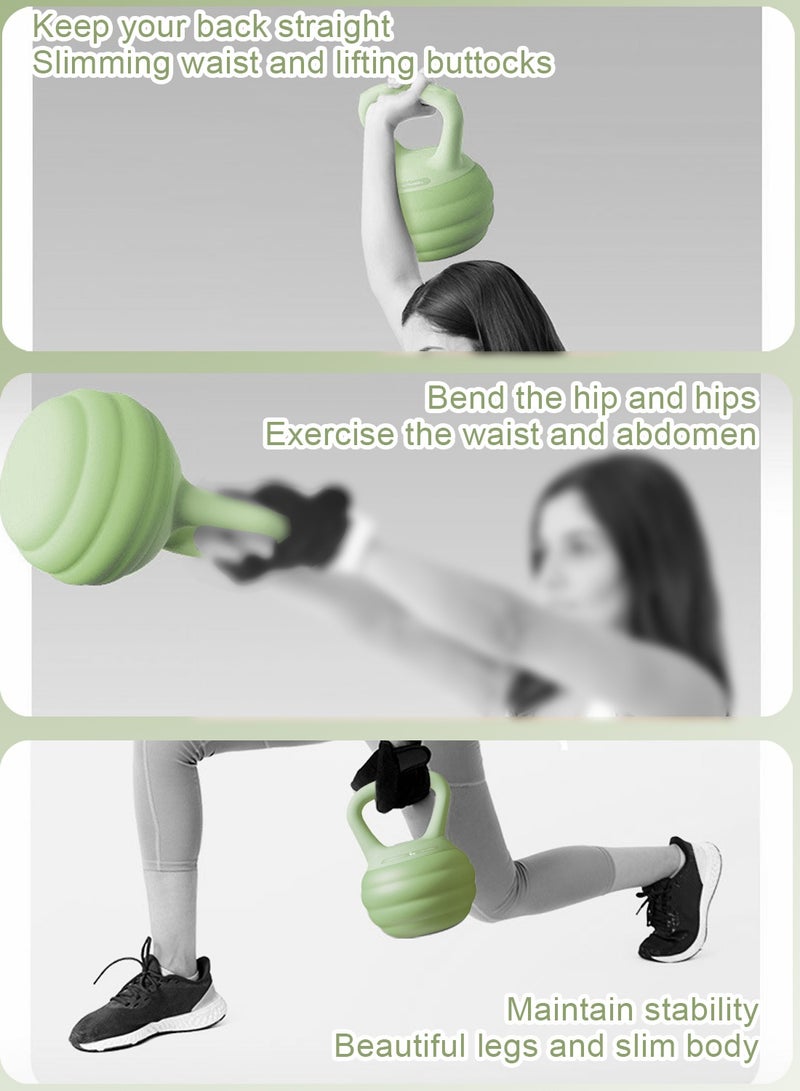 Viden 6kg Kettlebell PVC Soft Shell Kettlebell Body Shaping Strength Training Safety and Injury Prevention Suitable for Home Office Gym Non-Slip Grip Avocado Green - Image 4