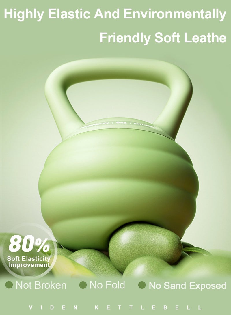 Viden 6kg Kettlebell PVC Soft Shell Kettlebell Body Shaping Strength Training Safety and Injury Prevention Suitable for Home Office Gym Non-Slip Grip Avocado Green - Image 2
